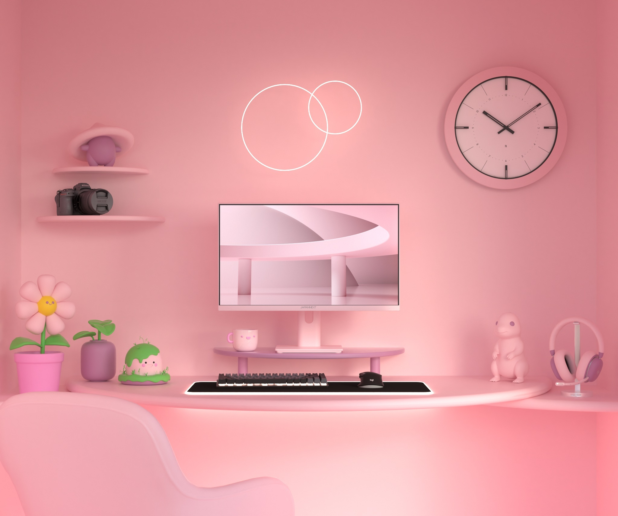 Schermo PC Gaming/Office | 23,8” | IPS | FHD | 120Hz | Rosa pastello