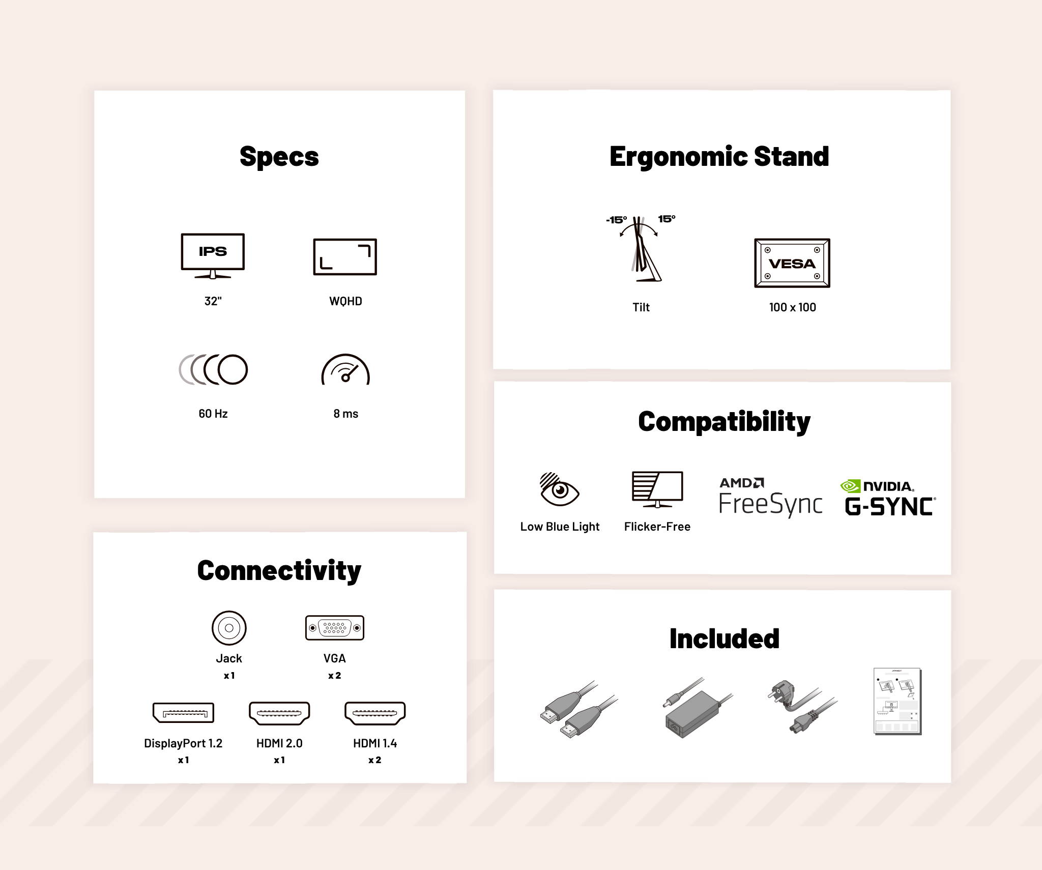 Schermo da ufficio per PC | 32" | WQHD | 60Hz