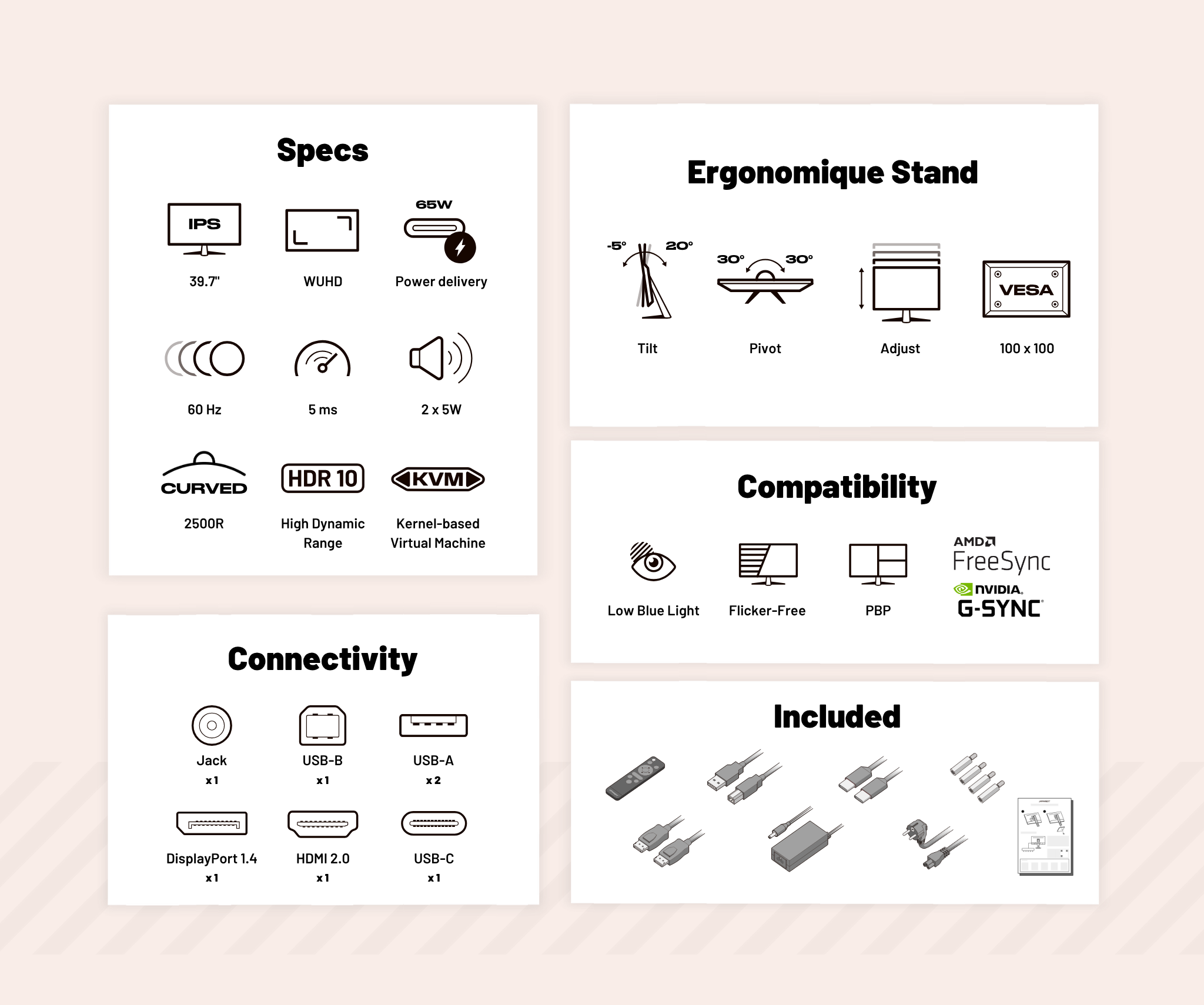 Monitor curvo per PC | 39,7" | WUHD | IPS | USB-C (+ carica 65W)