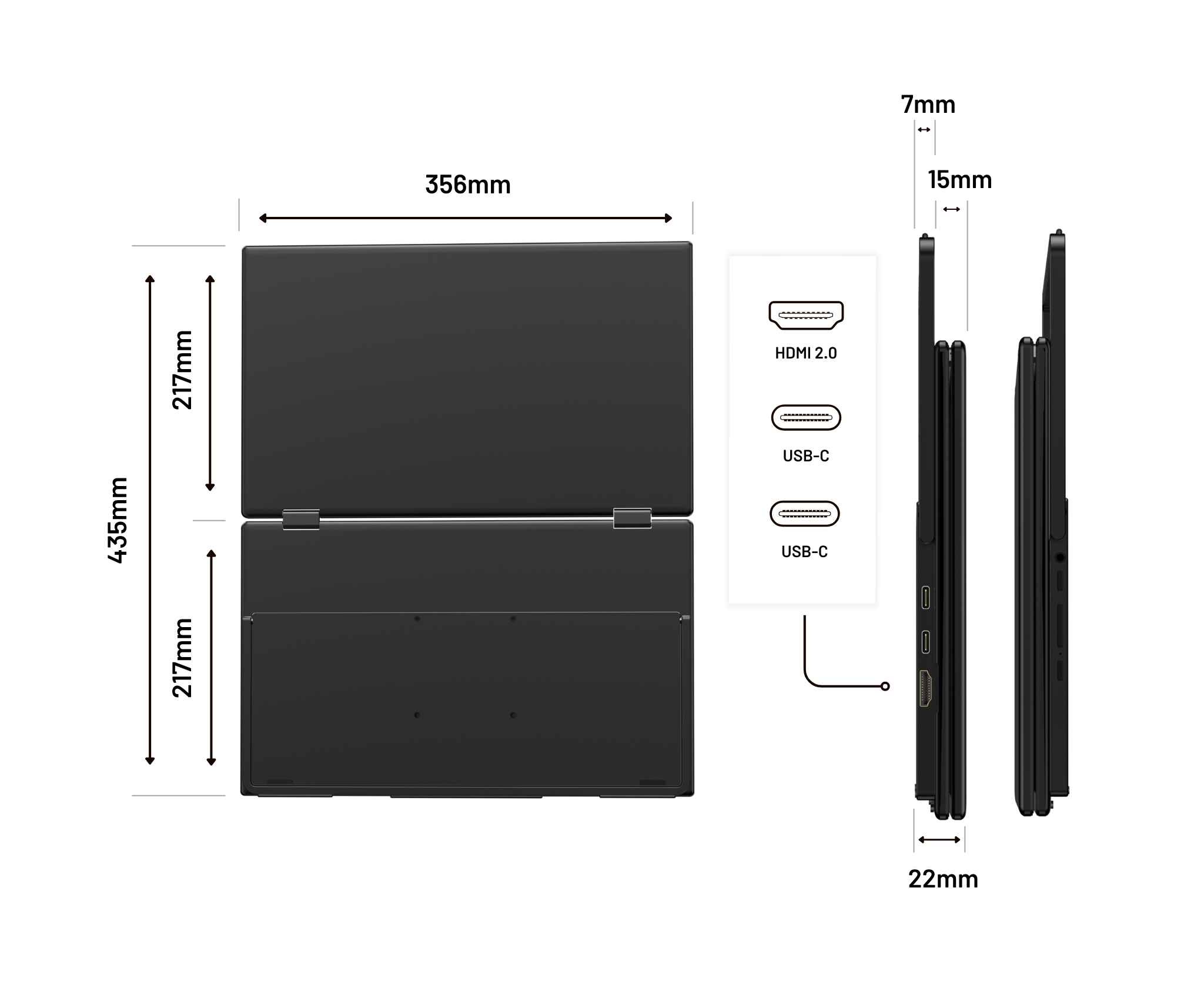 Doppio schermo mobile | 2 x 15,6” | IPS | FHD