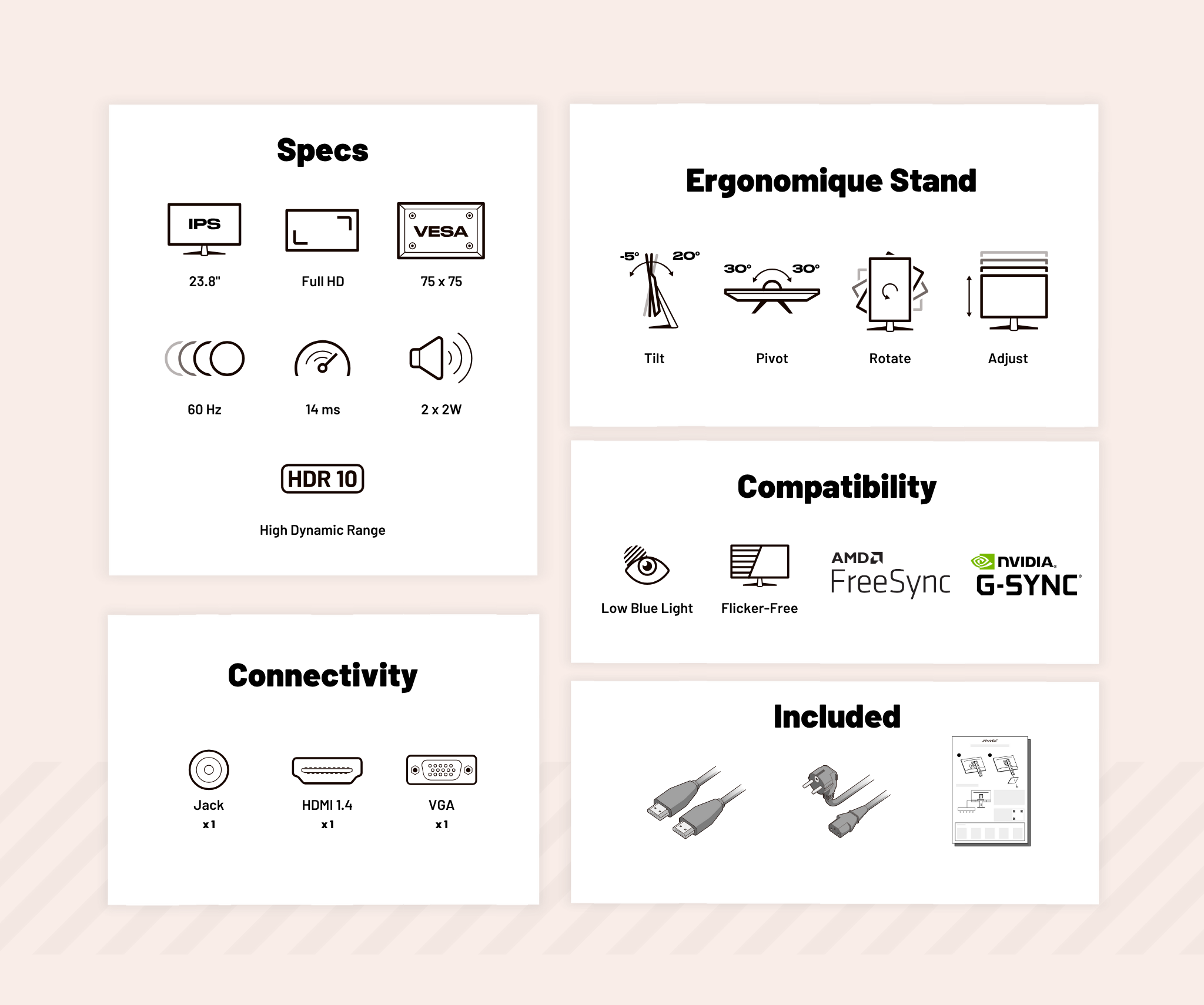 Schermo da ufficio per PC | 23,8" | FULL HD | 75Hz