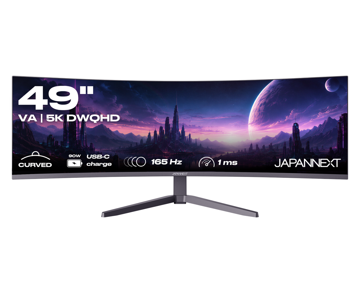 Monitor curvo da 49 pollici, 5K UHD, 165 Hz, USB-C 90 W e porta LAN. Ideale per simulatori di guida e lavoro d’ufficio