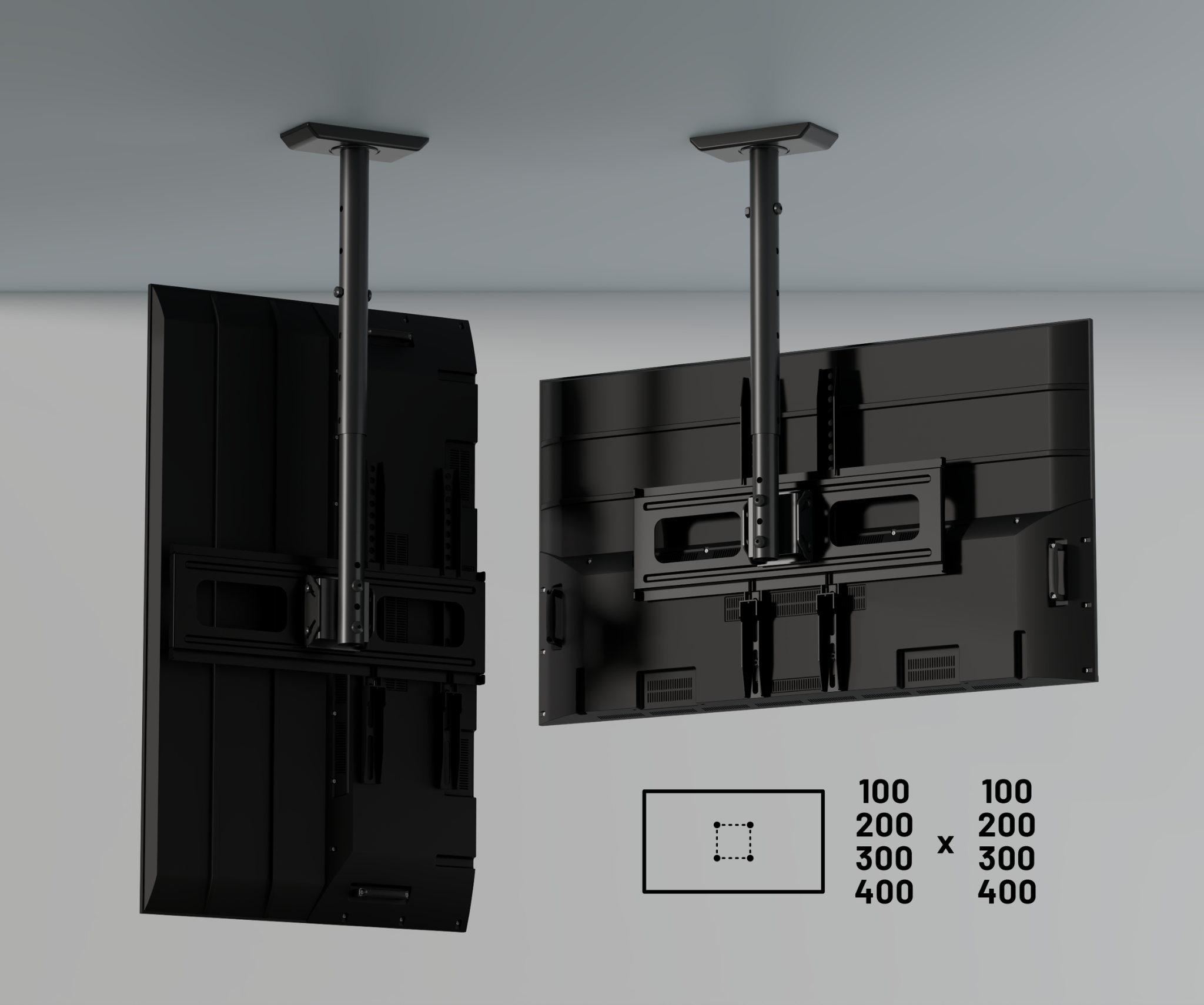 Supporto a soffitto per schermi di grande formato da 32” a 75”