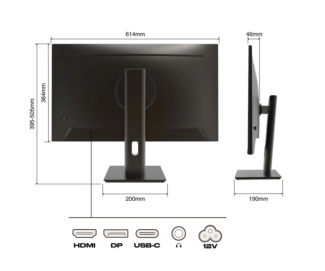 Schermo da ufficio per PC | 27" | FULL HD | 100 Hz | USB-C (+ carica 65W)
