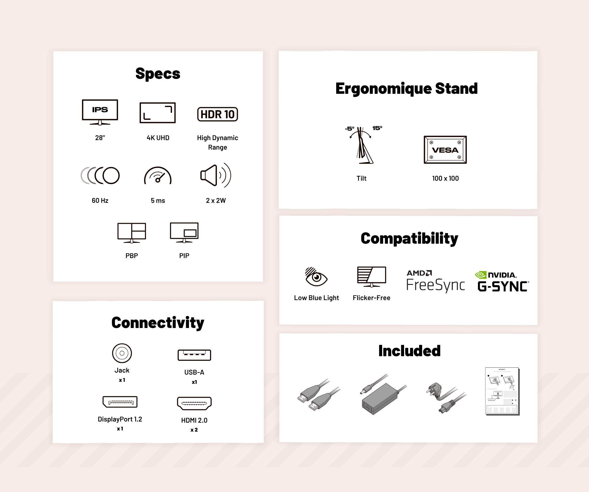 Schermo per PC da ufficio | 28" | 4K UHD | Bianco