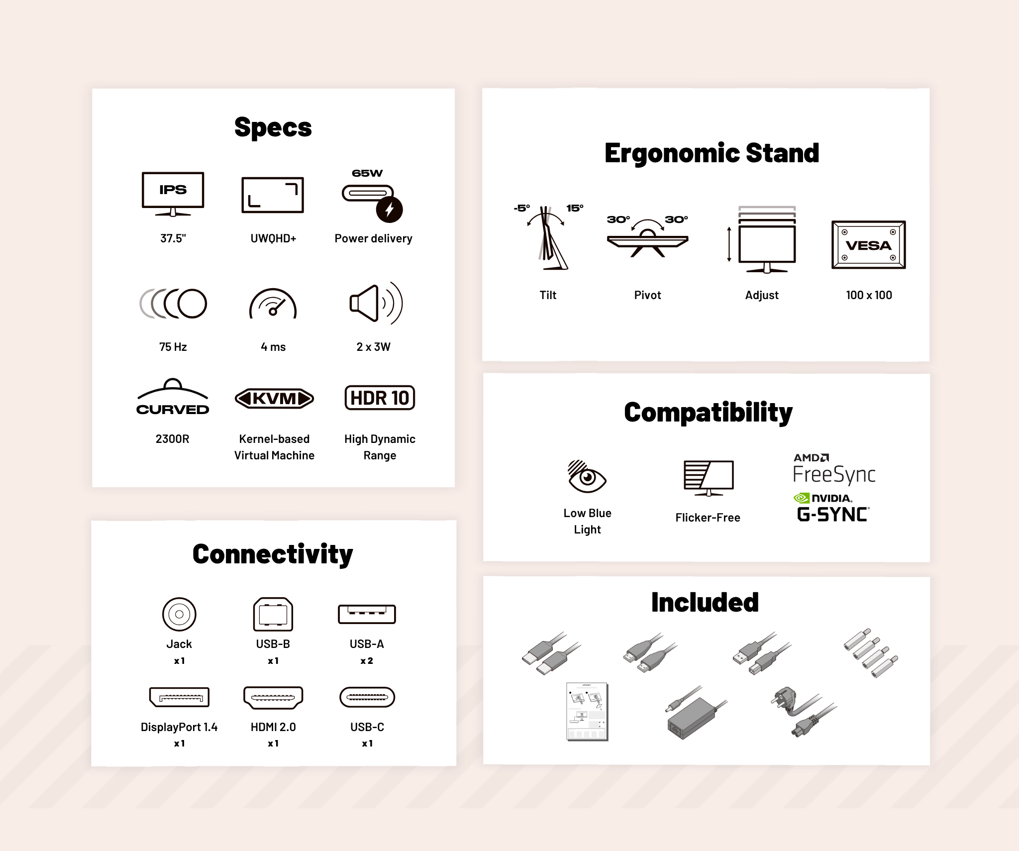 Monitor curvo per PC | 37,5" | UWQHD+ | Pannello IPS
