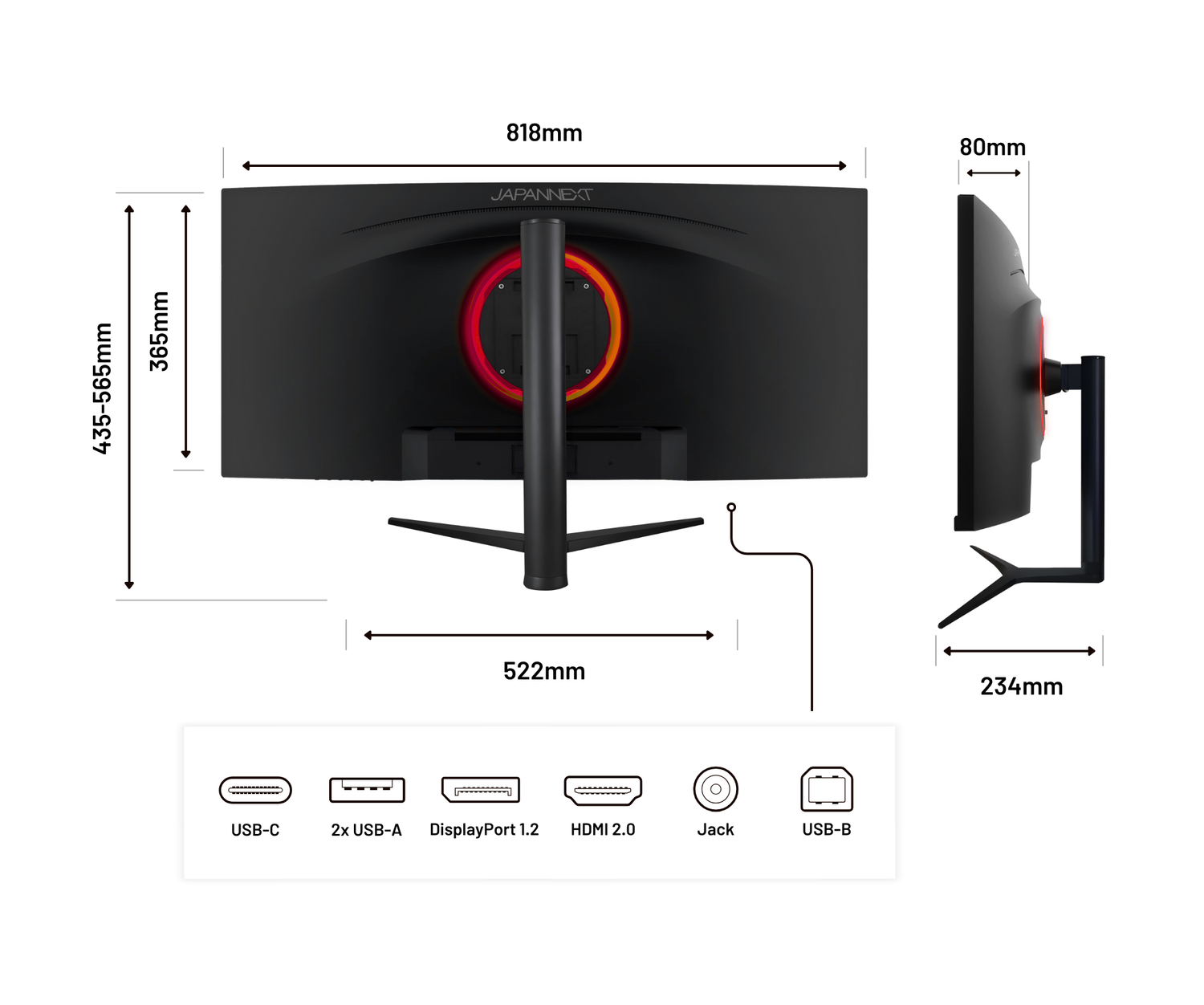 Monitor curvo per PC | 34&quot; | WQHD | Pannello IPS | USB-C (+ carica 65W)
