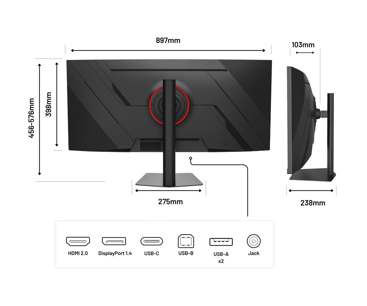 Monitor curvo per PC | 37,5" | UWQHD+ | 144 Hz | USB-C (Power Delivery 90 W)