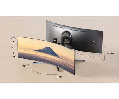 Monitor curvo da 49 pollici, 5K UHD, 165 Hz, USB-C 90 W e porta LAN. Ideale per simulatori di guida e lavoro d’ufficio