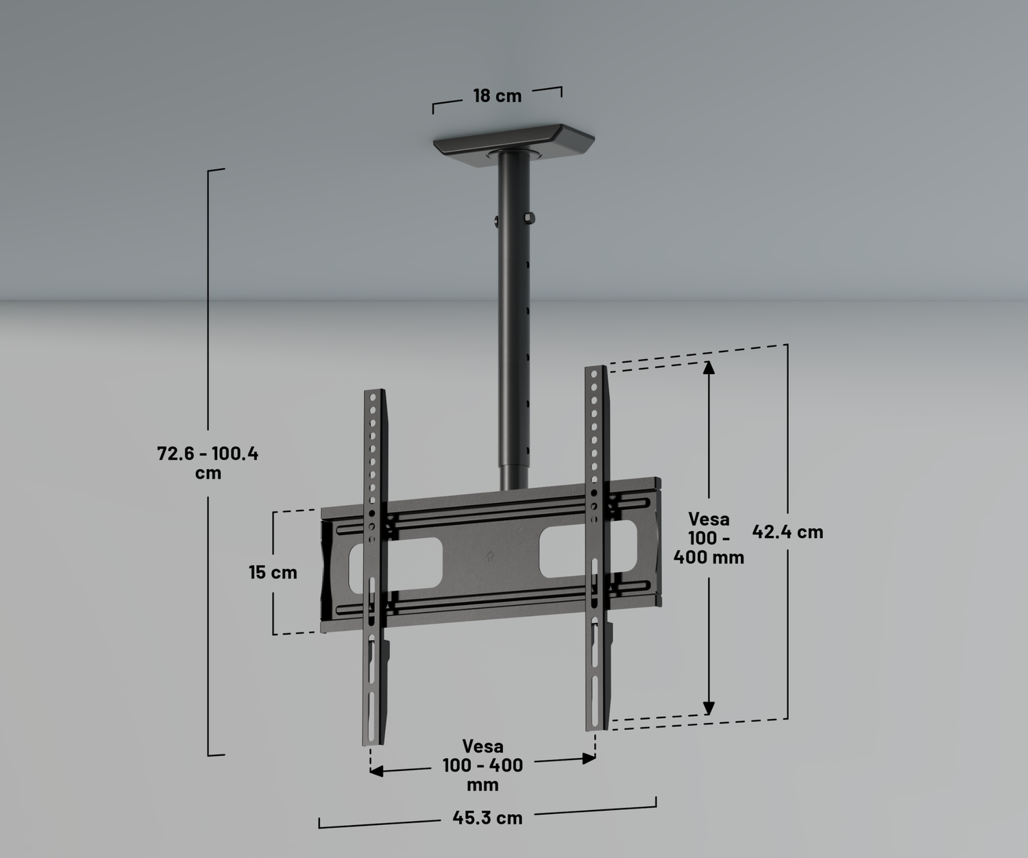 Supporto a soffitto per schermi di grande formato da 32” a 75”