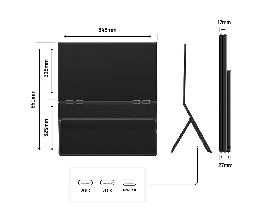 Doppio schermo mobile | 2 x 23,8” | IPS | FHD
