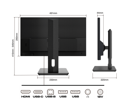 Schermo da ufficio per PC | 21,5&quot; | FULL HD | USB-C (+ carica 65W)