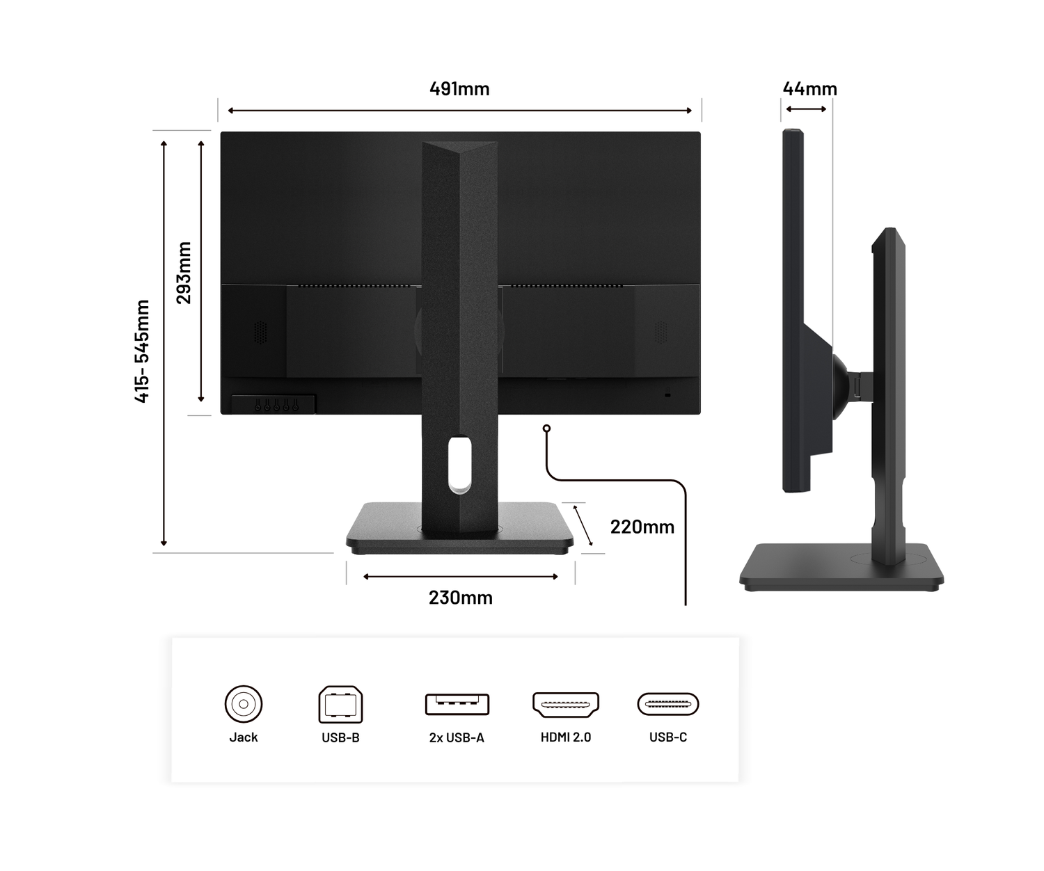 Schermo da ufficio per PC | 21,5&quot; | FULL HD | USB-C (+ carica 65W)