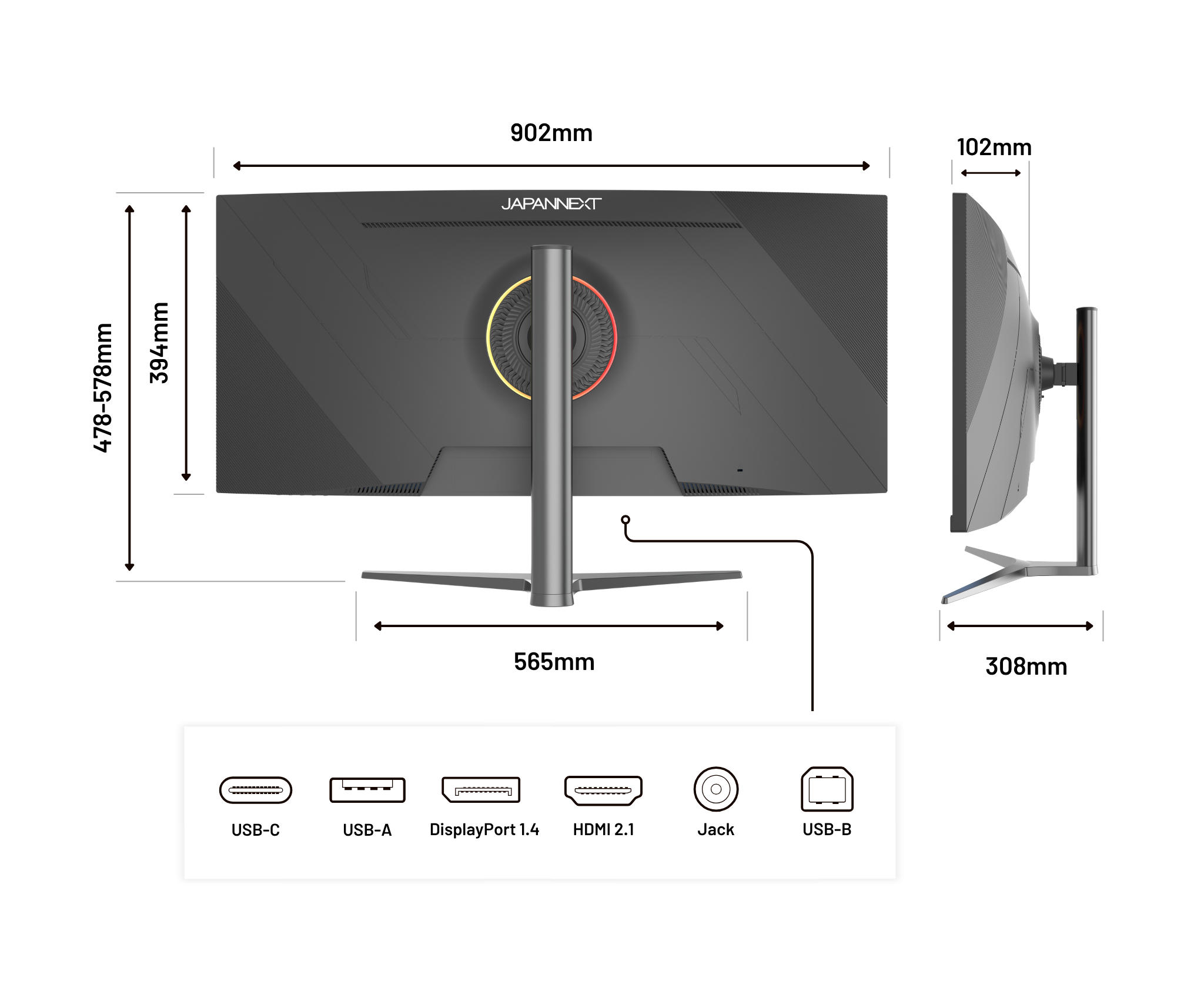 Monitor da gaming curvo | 37,5&quot; | UWQHD+ | Pannello IPS | 144 Hz