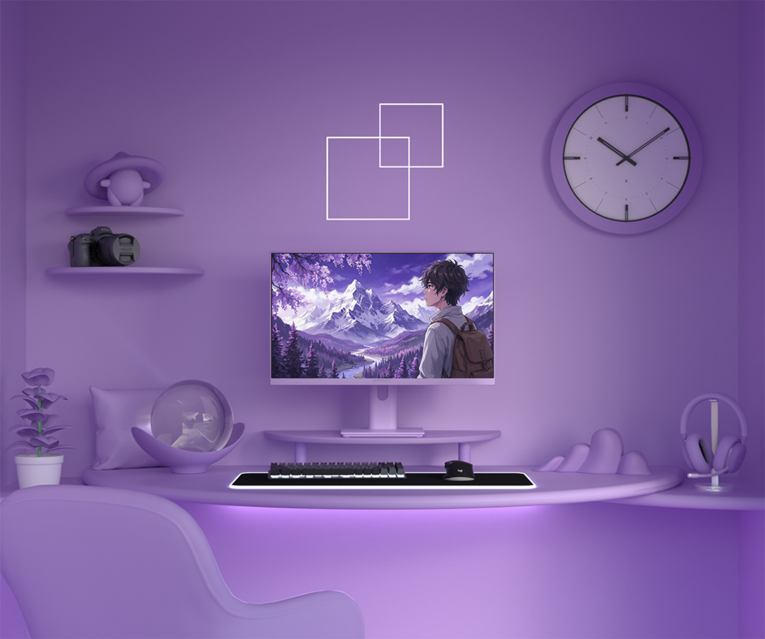 Monitor Gaming | 23,8” | IPS | FHD | 165Hz | Viola pastello