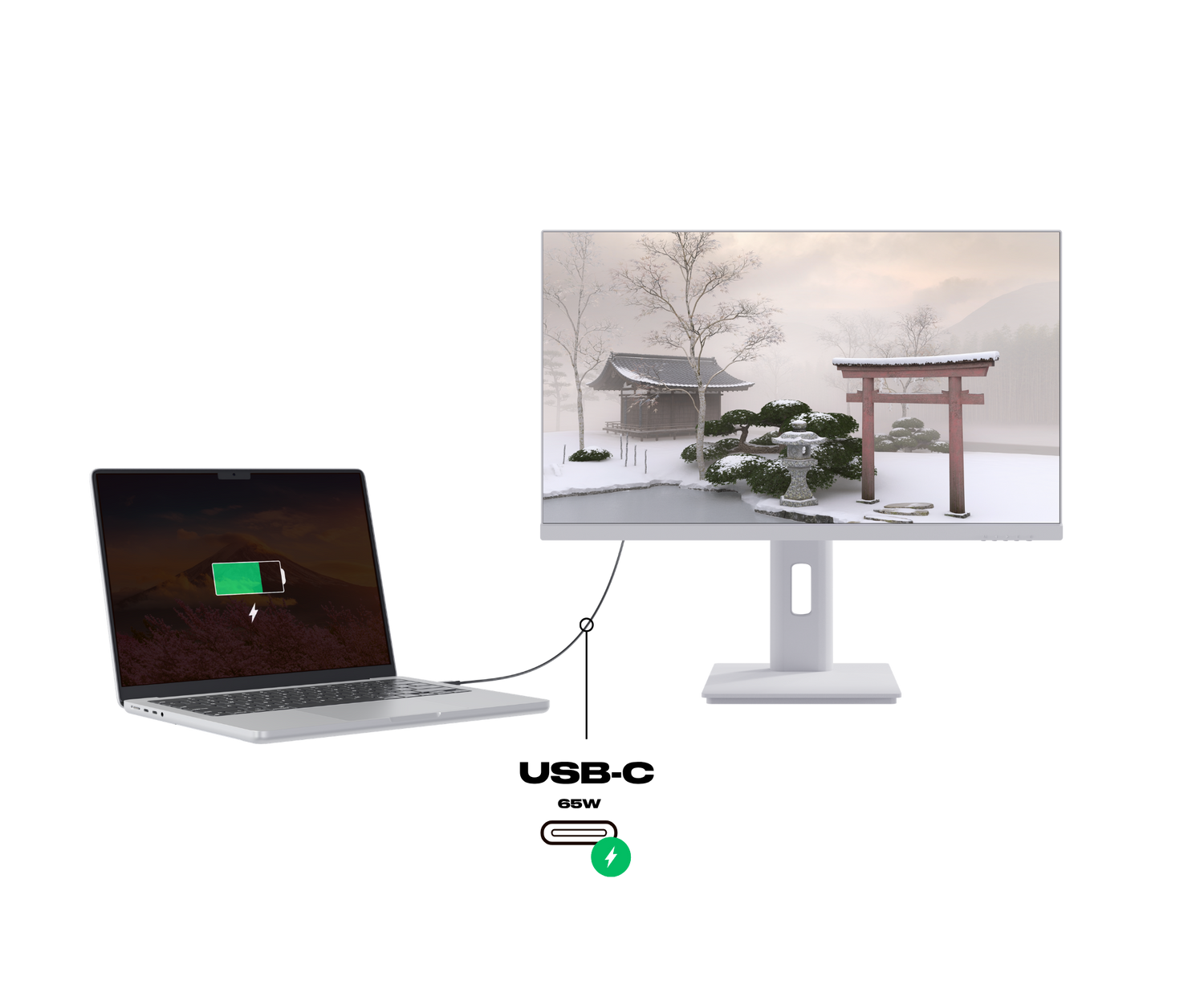 Écran PC Bureautique | 23,8" | WQHD | USB-C | Blanc
