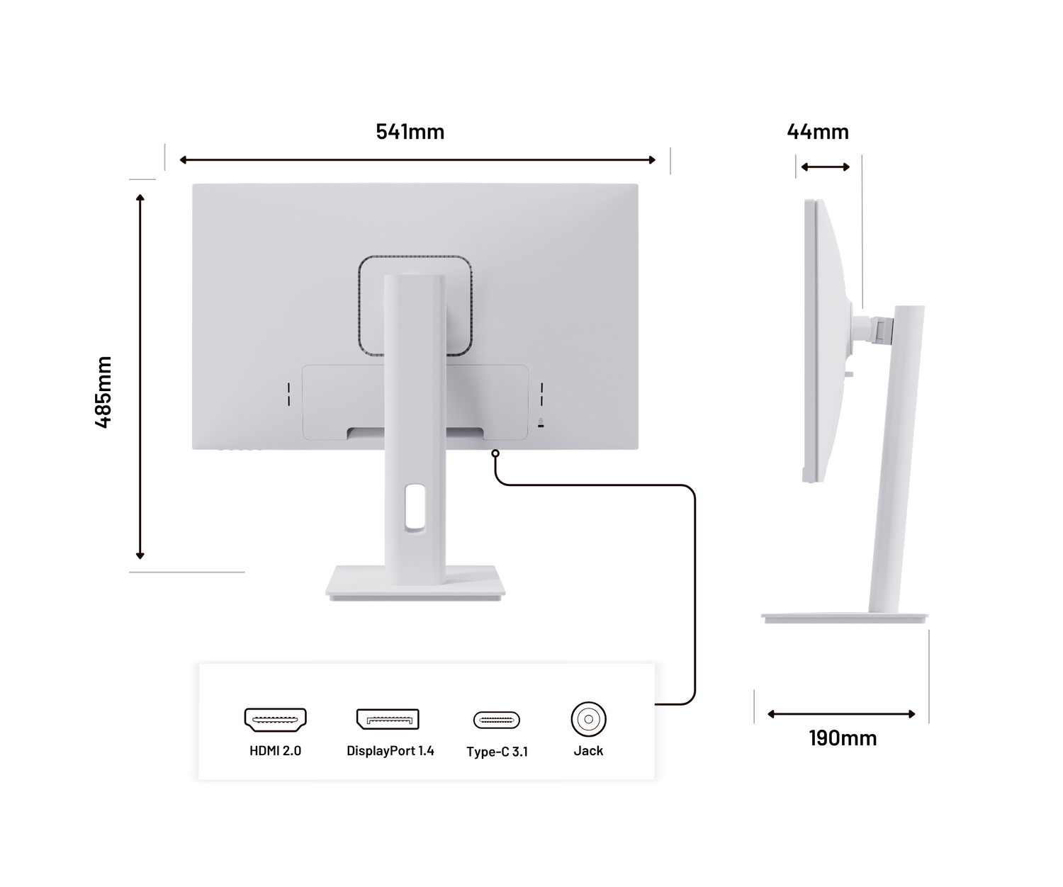 Écran PC Bureautique | 23,8" | WQHD | USB-C | Blanc
