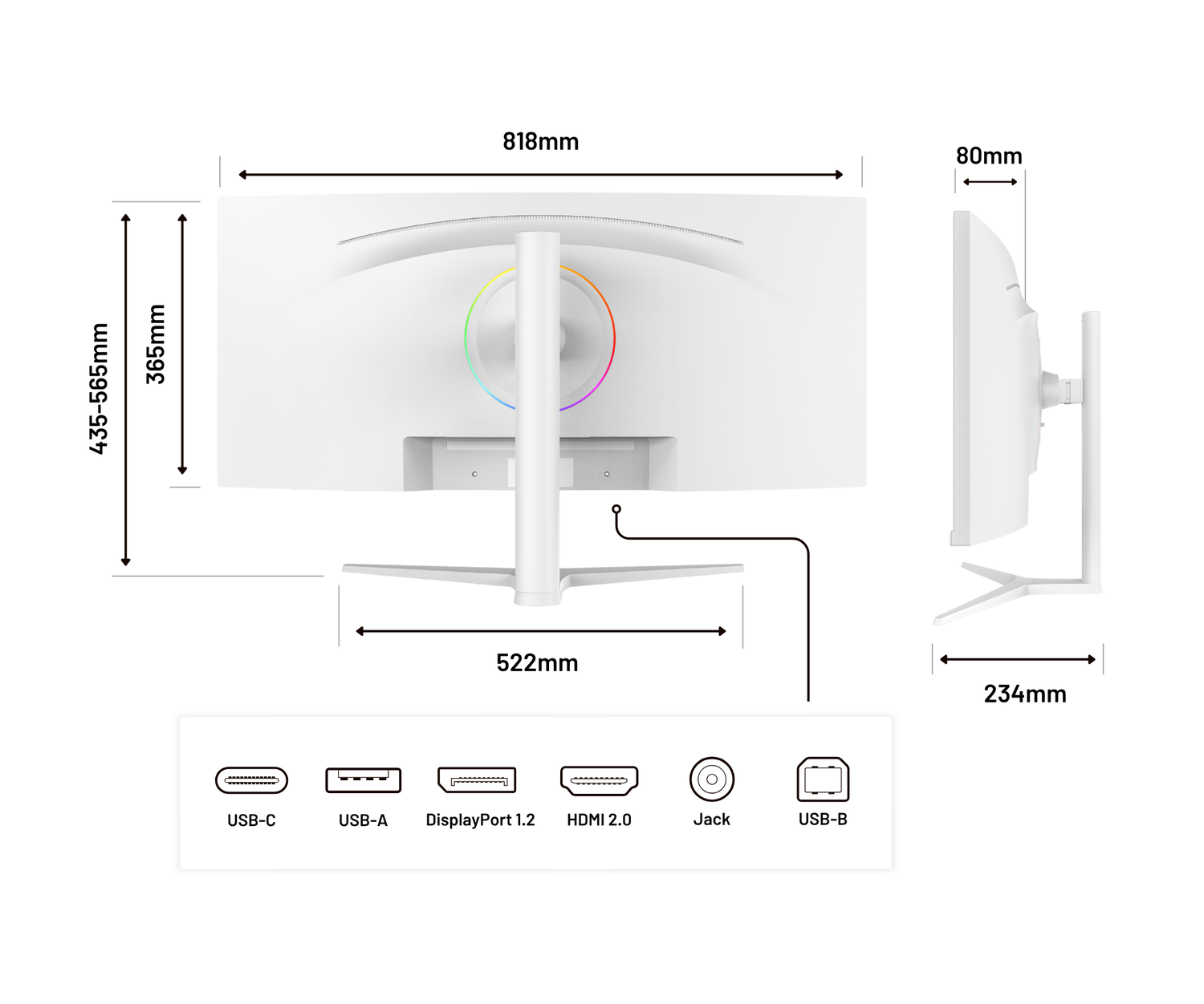 Schermo curvo | 34&quot; | UWQHD | IPS | Bianco