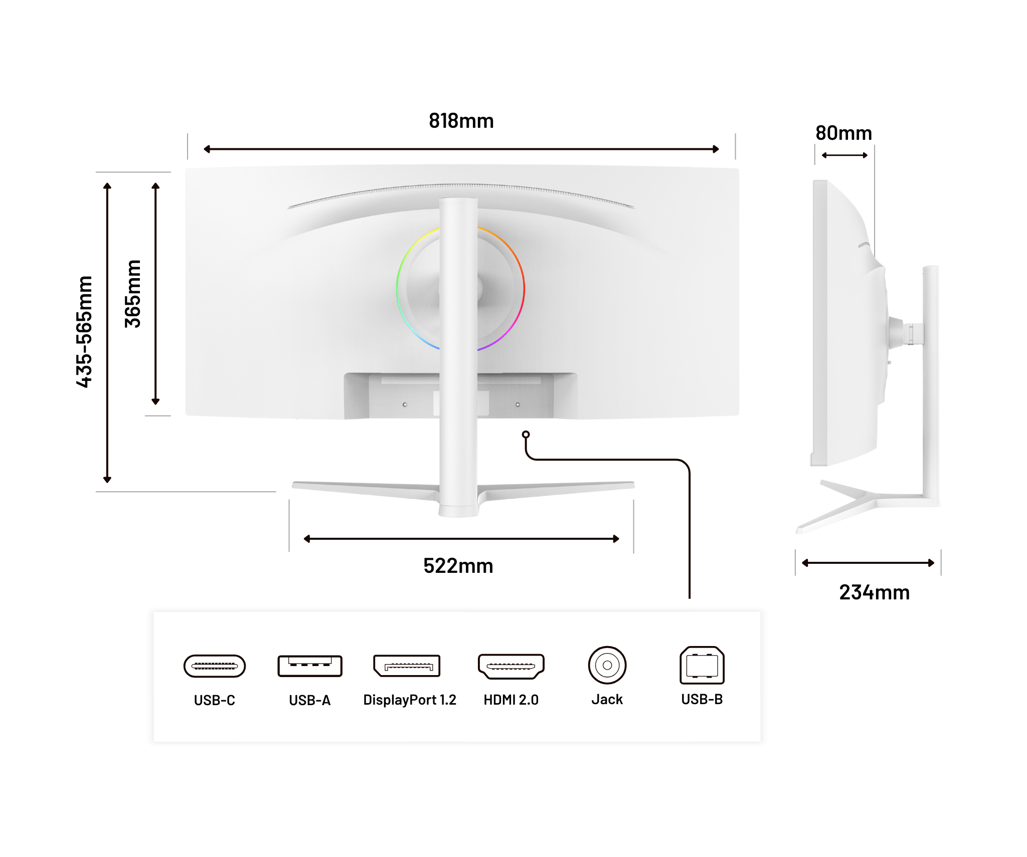 Schermo curvo | 34&quot; | UWQHD | IPS | Bianco