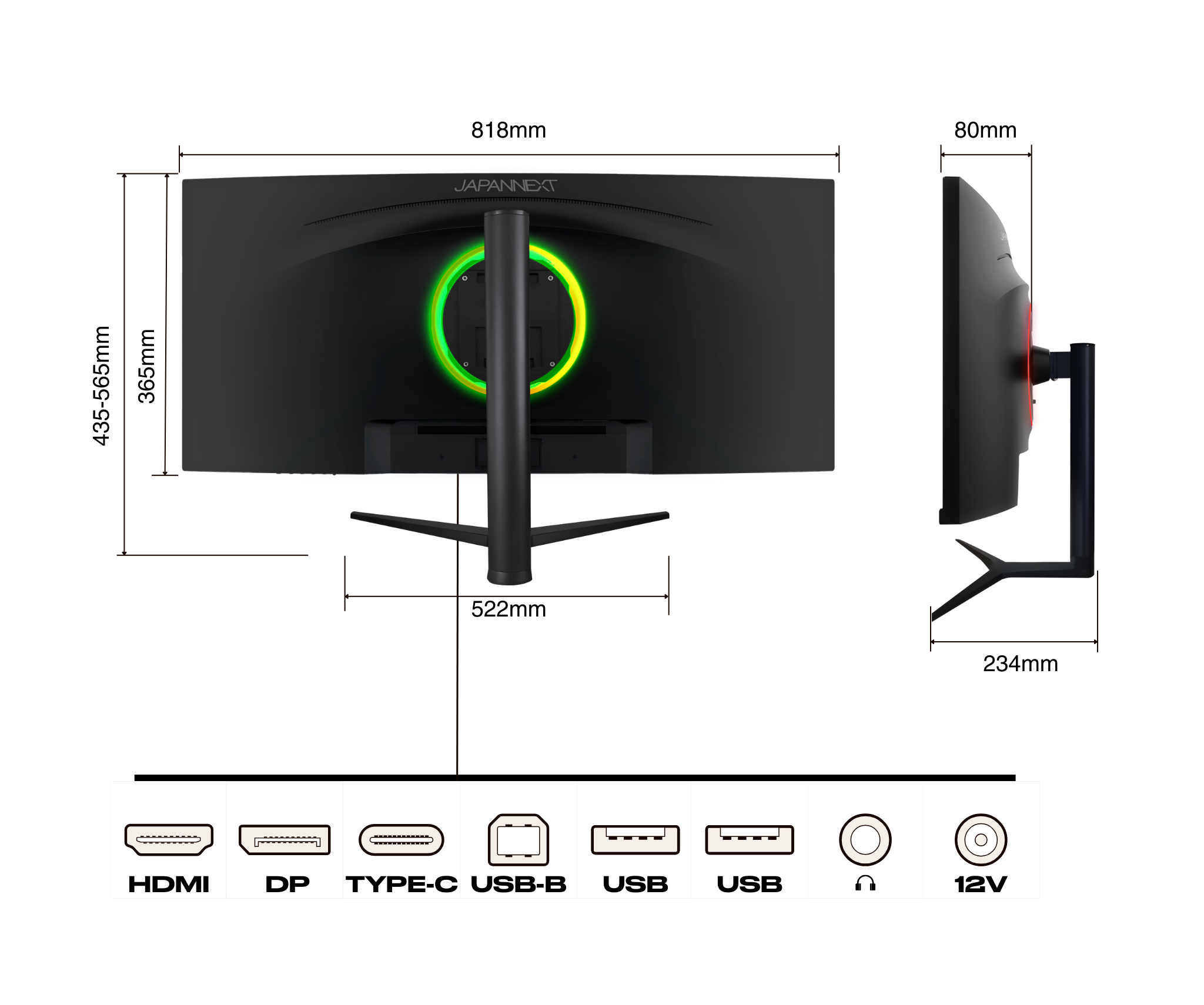 Monitor curvo per PC | 34&quot; | WQHD | Pannello IPS | USB-C (+ carica 65W)