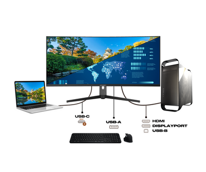 Monitor curvo per PC  | 37,5&quot; | WQHD+ | Dalle IPS | USB-C (+ carica 65W)