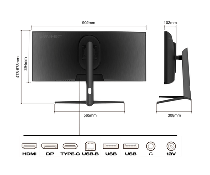 Monitor curvo per PC  | 37,5&quot; | WQHD+ | Dalle IPS | USB-C (+ carica 65W)