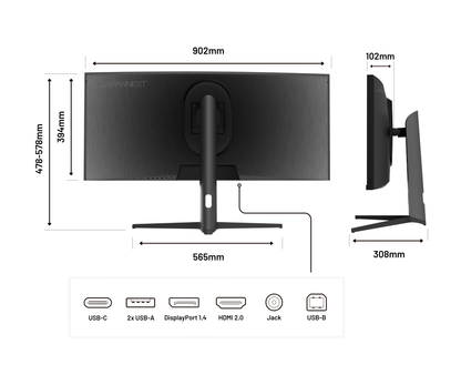 Monitor curvo per PC  | 37,5&quot; | WQHD+ | Dalle IPS | USB-C (+ carica 65W)