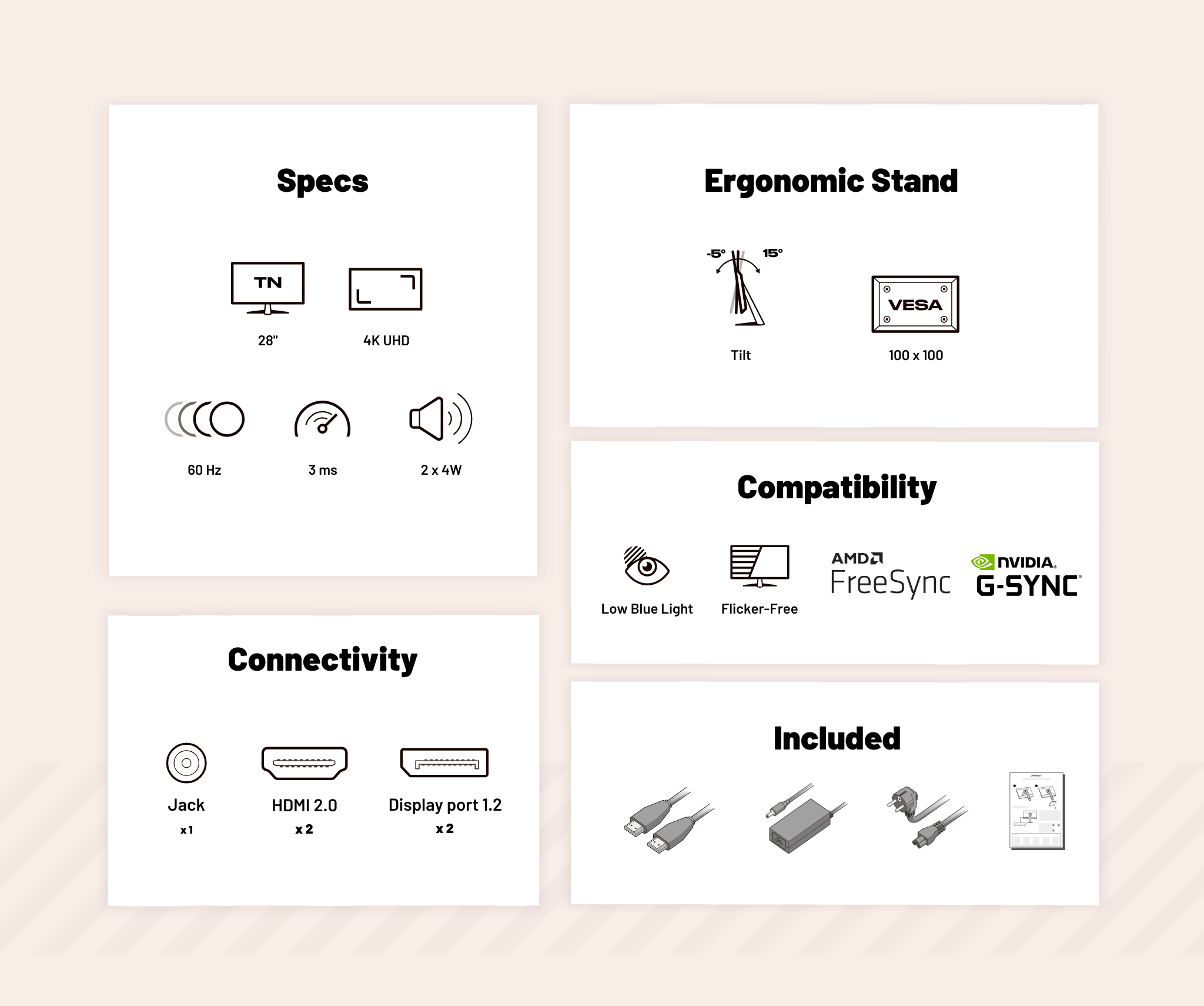 Schermo da ufficio per PC | 28&quot; | 4KUHD | 60Hz (ricondizionato)
