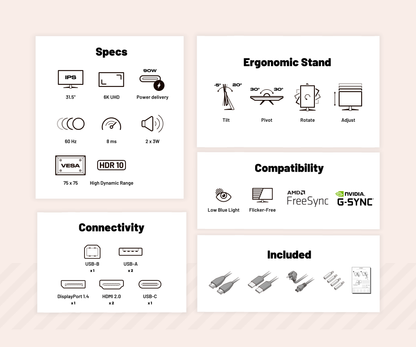 Monitor PC da Ufficio | 31,5" | 6K | 60Hz