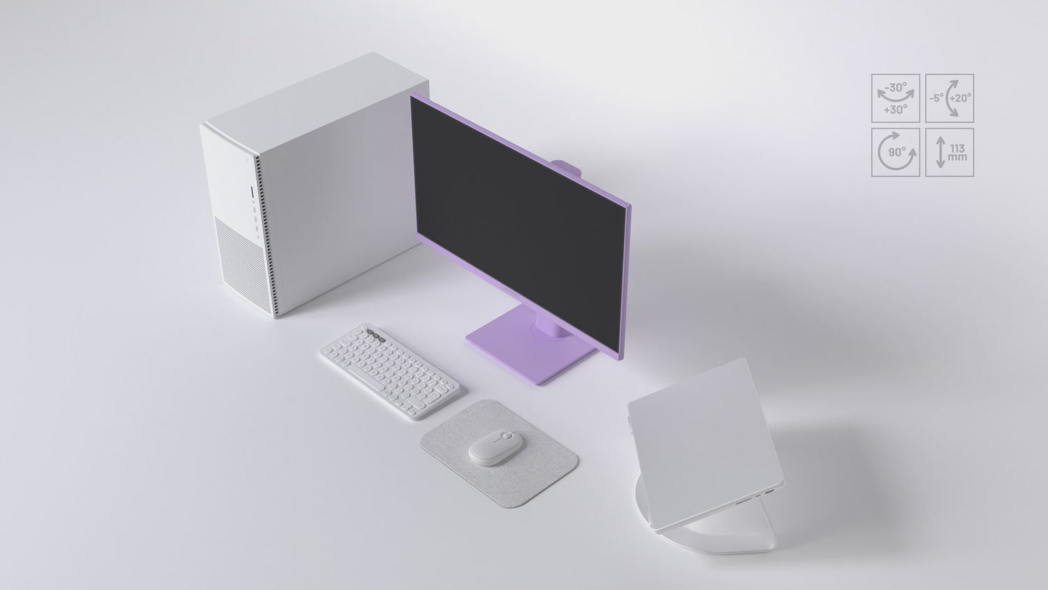 Monitor Gaming | 23,8” | IPS | FHD | 120Hz | Viola pastello
